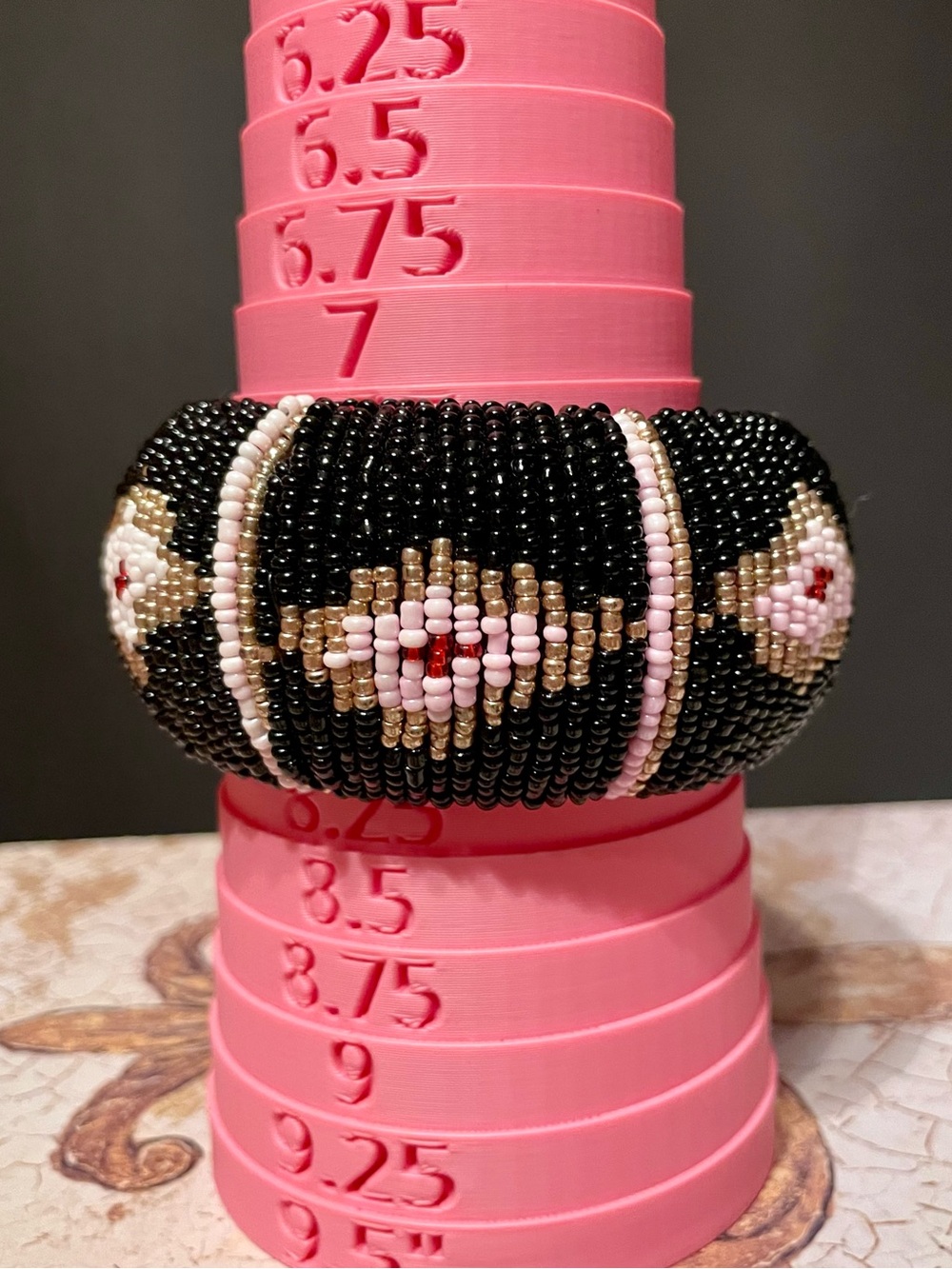 Seed Bead Southwestern Chunky Domed Bangle - Picture 5 of 6